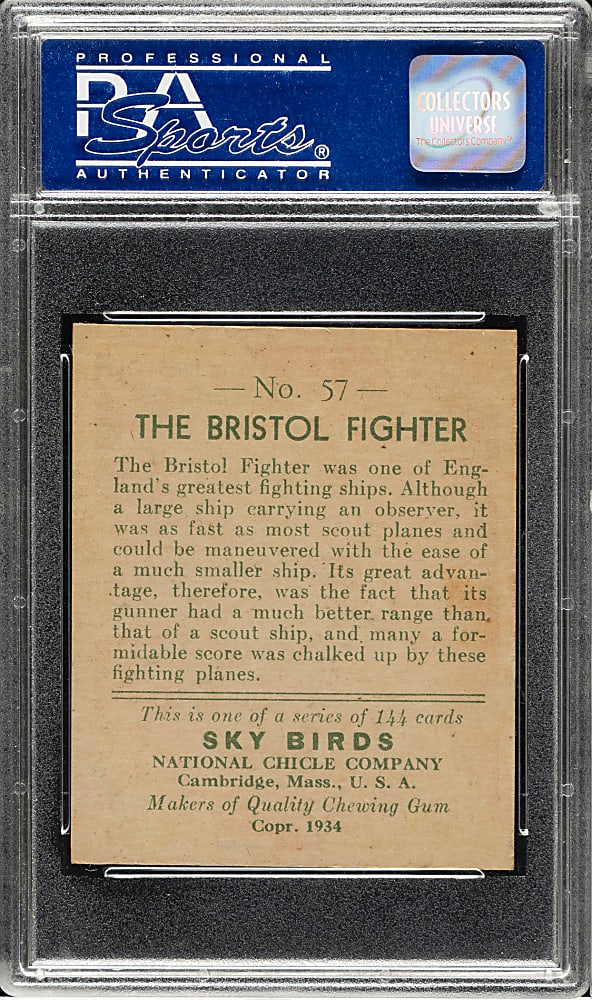 1933-1934 R136 National Chicle "Sky Birds" #57 The Bristol Fighter PSA NM-MT 8