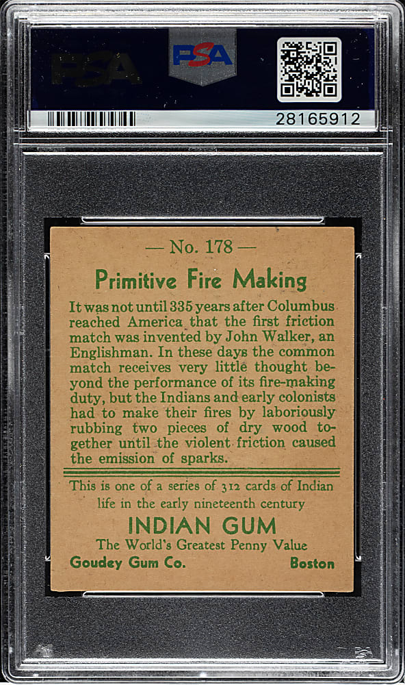 1933 R73 Goudey Indian Gum #178 Primitive Fire Making PSA EX 5