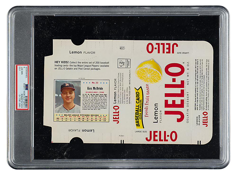 1963 Jell-O Complete Box #33 Ken McBride PSA NM-MT 8