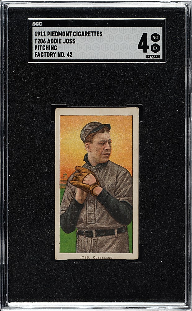 1909-1911 T206 White Border Addie Joss Pitching SGC VG/EX 4 - Piedmont "Factory 42" Back