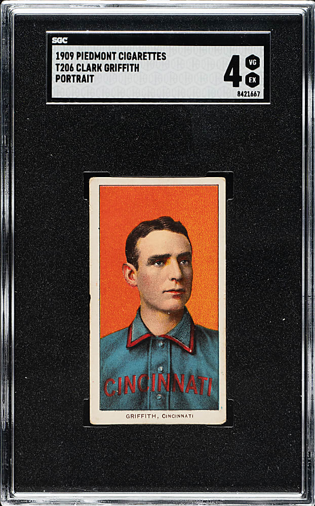 1909-1911 T206 White Border Clark Griffith Portrait SGC VG/EX 4