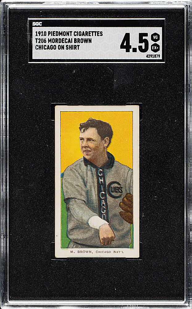 1909-1911 T206 White Border Mordecai Brown Chicago on Shirt SGC VG/EX+ 4.5