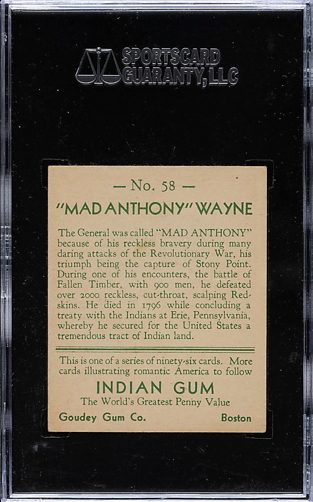1933 R73 Goudey Indian Gum #58 "Mad Anthony" Wayne SGC EX 60