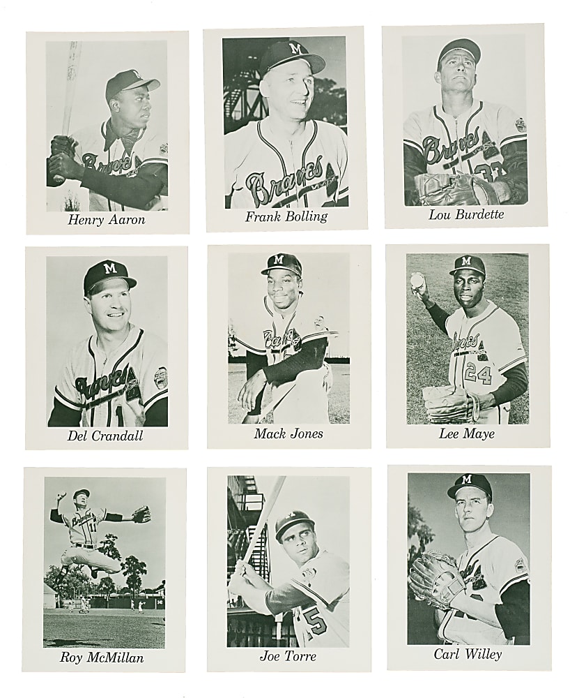 Circa 1961-1962 Milwaukee Braves Team Issue Picture Pack Collection (9) Including Hank Aaron