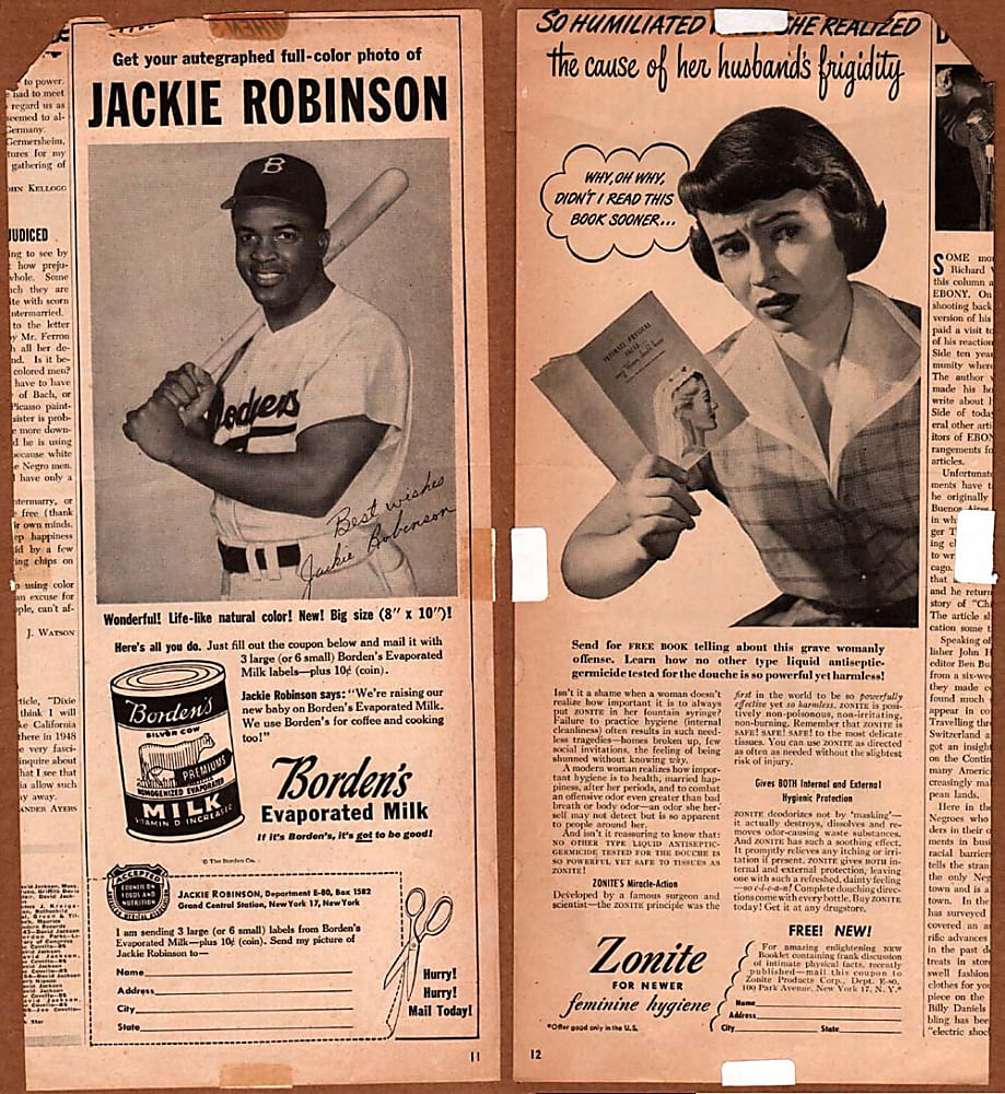 Circa 1950 Borden's Evaporated Milk Mail-In Premium Jackie Robinson BVG FAIR 1.5
