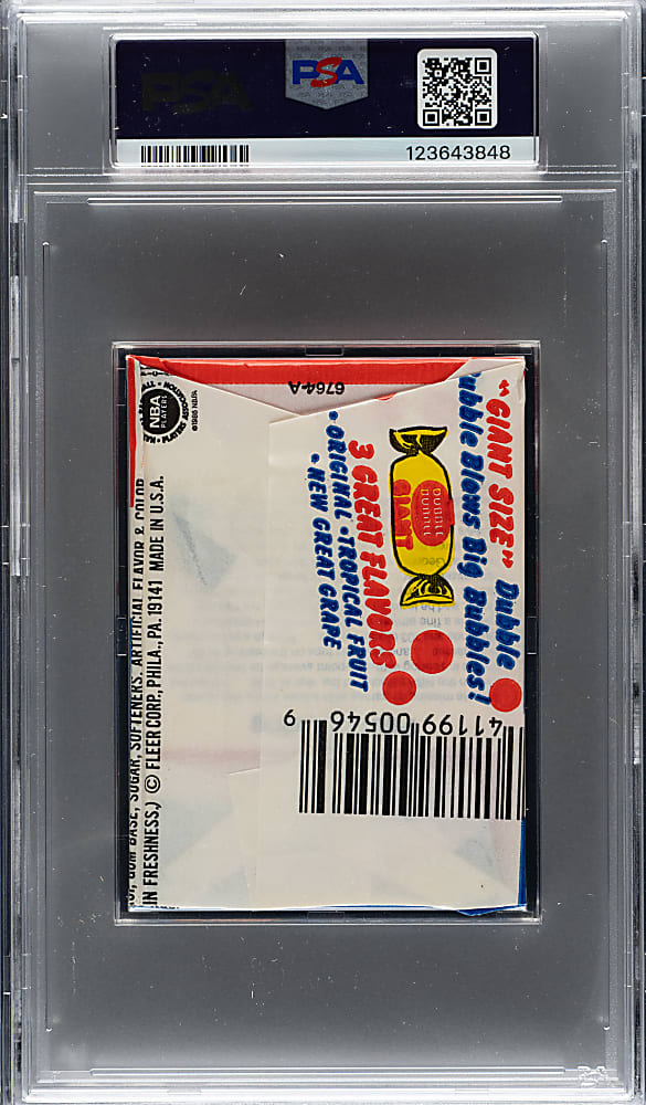 1986-1987 Fleer Basketball Unopened Wax Pack PSA NM-MT 8 - Patrick Ewing Sticker on Back