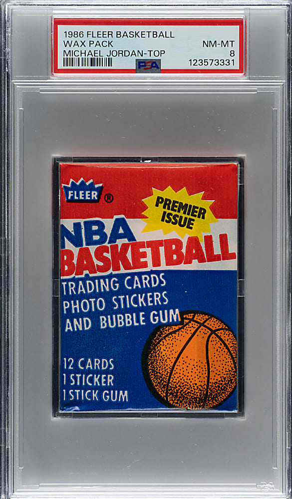 1986-1987 Fleer Basketball Unopened Wax Pack PSA NM-MT 8 - Michael Jordan on Top