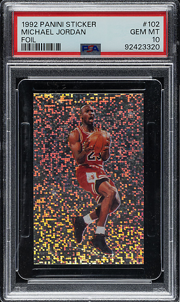 1992-1993 Panini Sticker Basketball #102 Michael Jordan Foil PSA GEM MINT 10