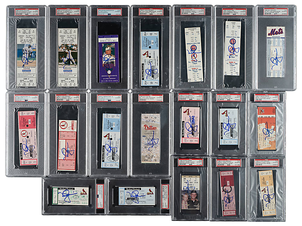 Signed 1998 Mark McGwire Home Run Full Ticket and Ticket Stub PSA-Graded Collection (57) - All 70 Home Runs From His Single-Season Record!