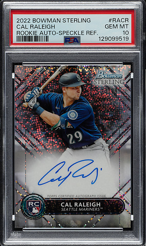 2022 Bowman Sterling Rookie Autographs #RA-CR Cal Raleigh Speckle Refractor #93/99 PSA GEM MINT 10