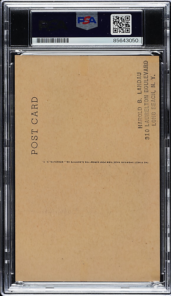 Signed 1946-1952 Albertype (Type 2) Hall of Fame Black-and-White Postcard Lefty Grove PSA/DNA NM 7