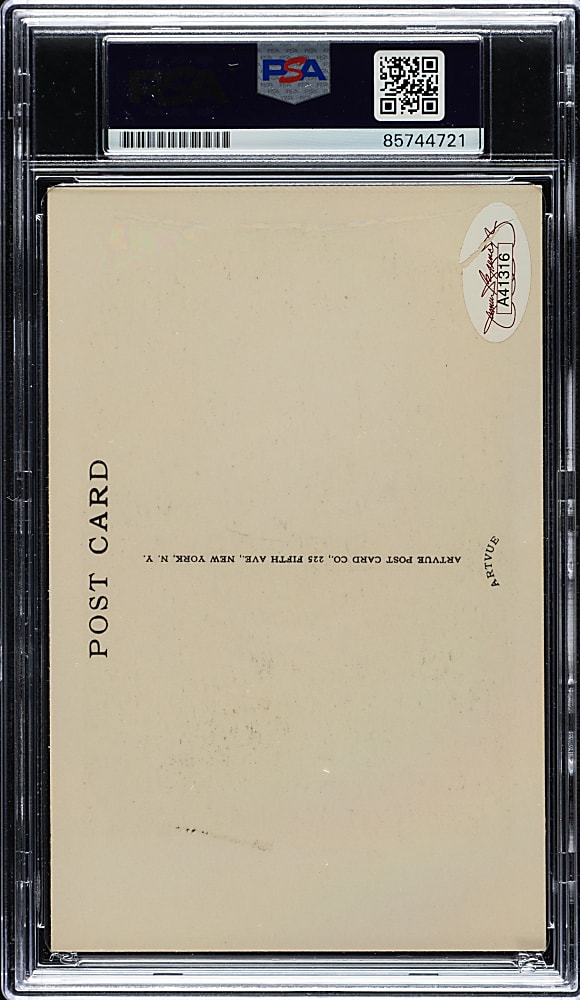 Signed 1956-1963 Artvue (Type 2) Black-and-White Hall of Fame Postcard Bob Feller PSA/DNA NM-MT 8