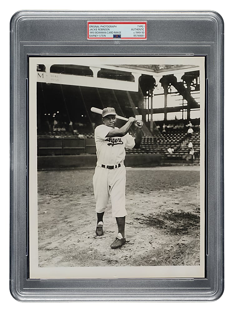 Circa 1949-1950 Jackie Robinson Original Barney Stein Photograph PSA/DNA Type I - Image Used For 1950 Bowman Card!