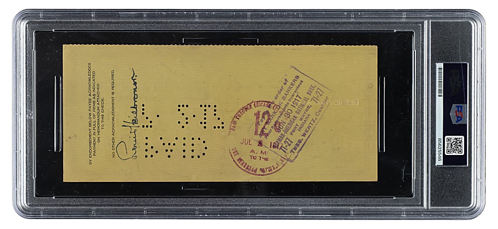 1917 Charles Weeghman Signed Chicago Cubs Payroll Check with Walter Craighead and Louie Heilbroner - PSA/DNA