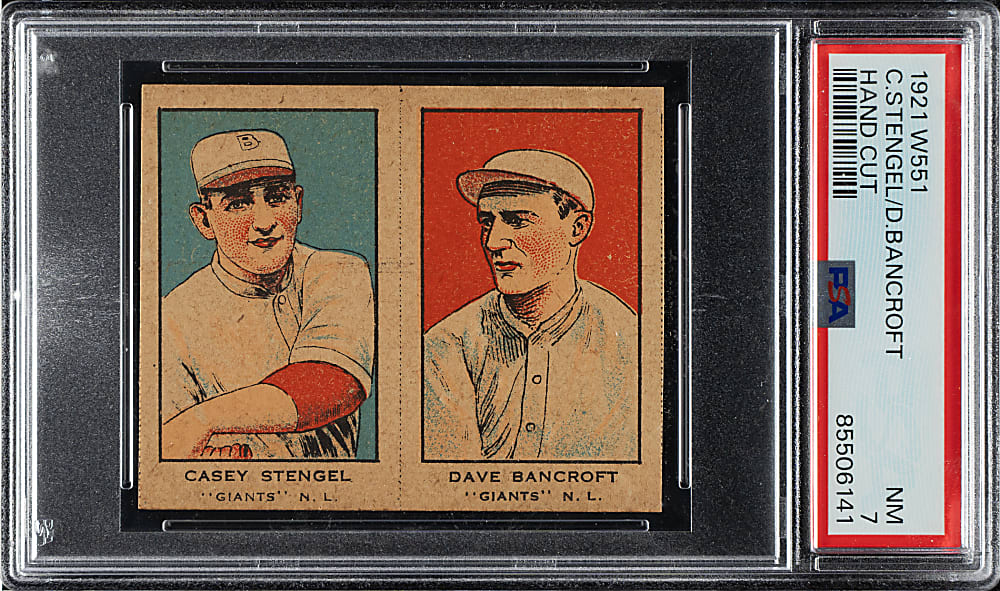 1921 W551 Casey Stengel and Dave Bancroft Uncut Panel PSA NM 7