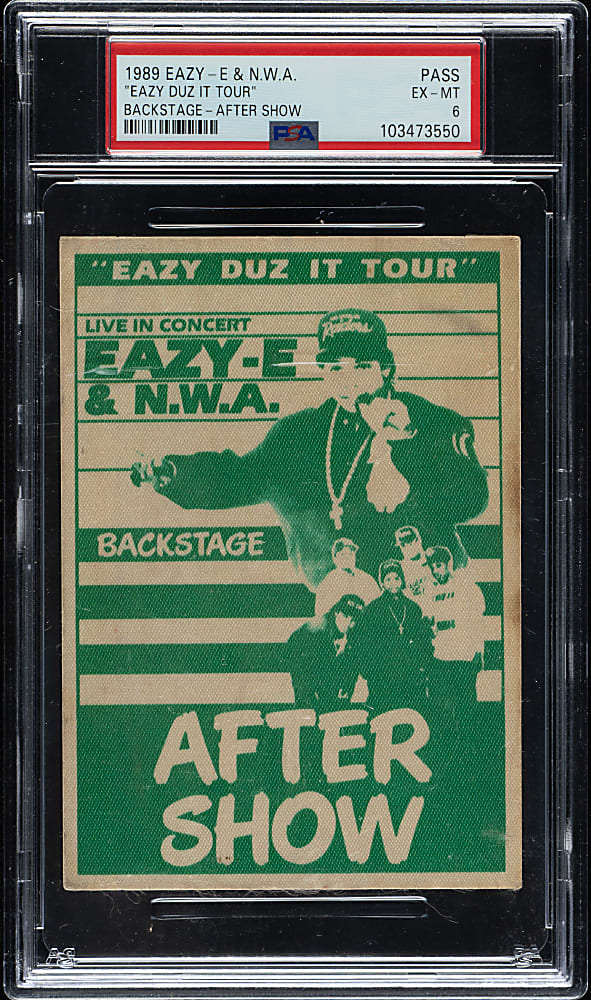 1989 Eazy-E and N.W.A. Backstage After Show Pass PSA EX-MT 6
