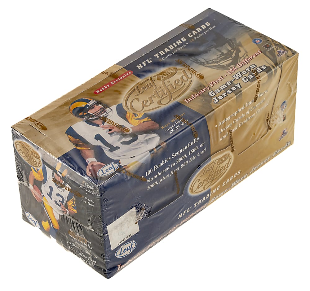 2000 Leaf Certified Football Factory-Sealed Unopened Hobby Box (18 Packs) - Tom Brady Rookie Year!