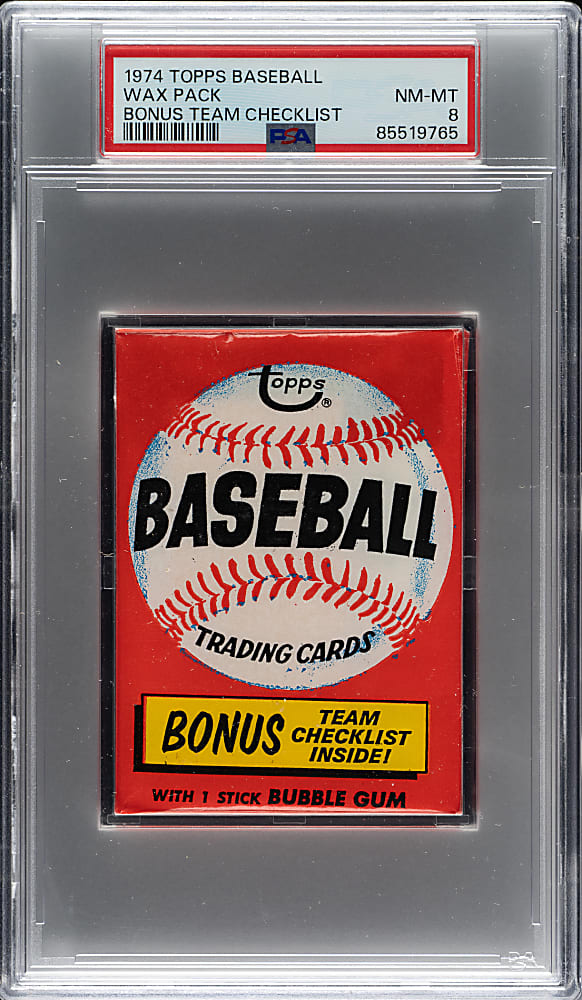 1974 Topps Unopened Wax Pack PSA NM-MT 8 - Bonus Team Checklist