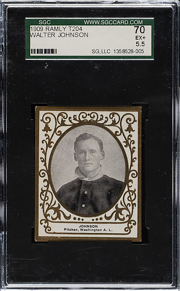 1909 T204 Ramly Tobacco Walter Johnson SGC EX+ 5.5