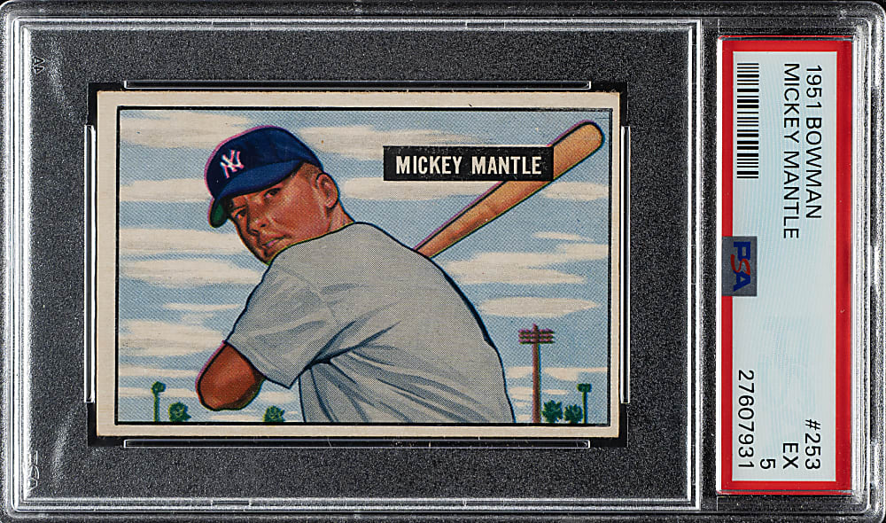 1951 Bowman #253 Mickey Mantle Rookie PSA EX 5