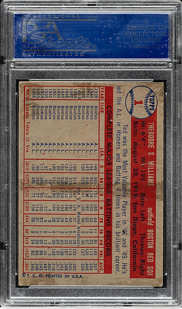 1957 Topps #1 Ted Williams PSA GOOD 2