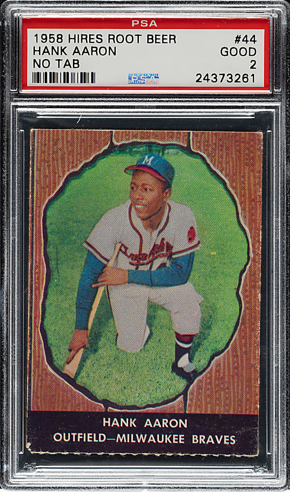 1958 Hires Root Beer #44 Hank Aaron No Tab PSA GOOD 2