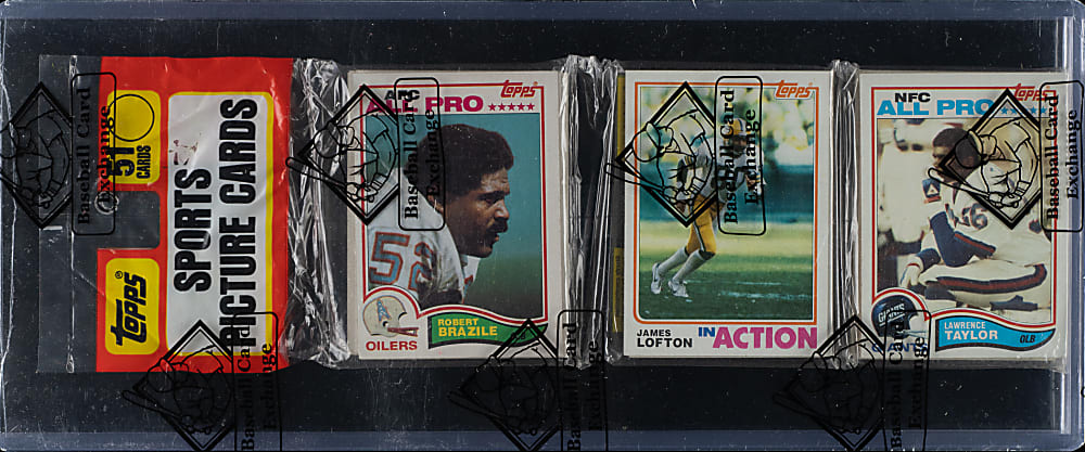 1982 Topps Football Unopened Rack Pack - Lawrence Taylor Rookie on Top - BBCE