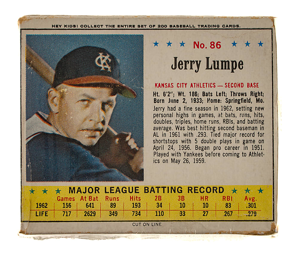 1963 Jell-O Original Unopened Box with #86 Jerry Lumpe