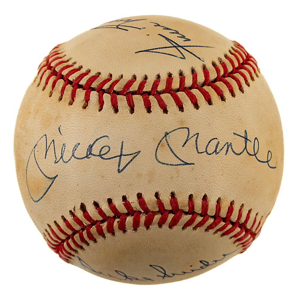 Mickey Mantle, Willie Mays, and Duke Snider Multi-Signed Baseball - PSA/DNA