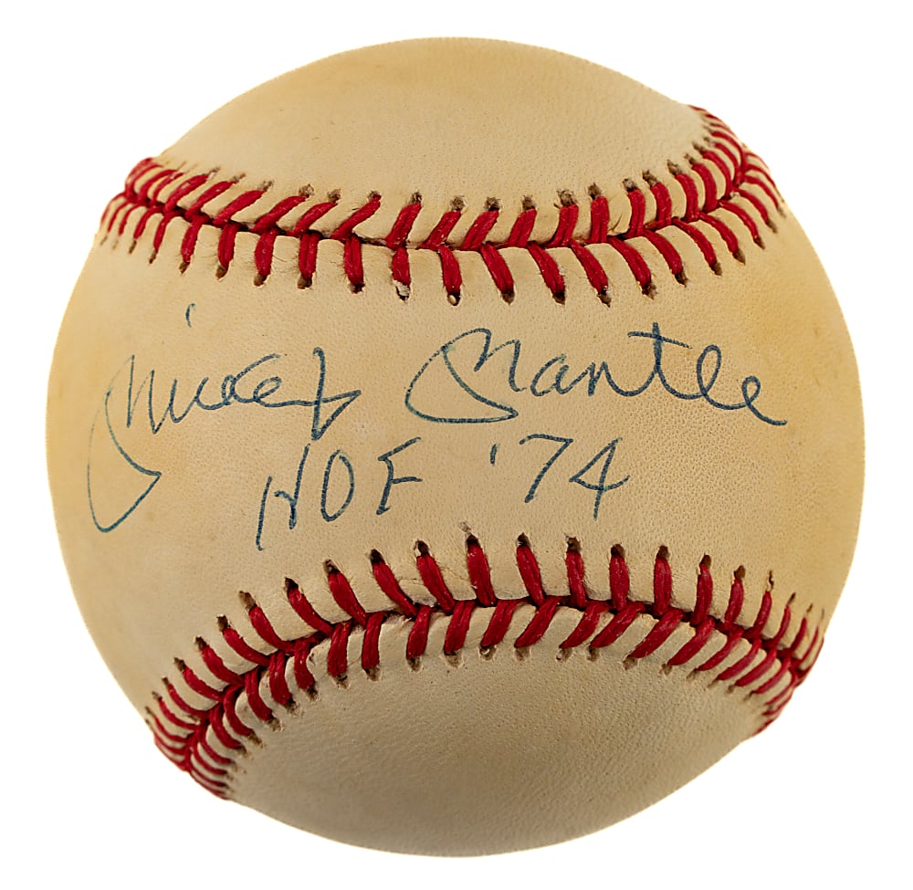 Mickey Mantle Single-Signed Baseball with "HOF '74" Inscription - JSA