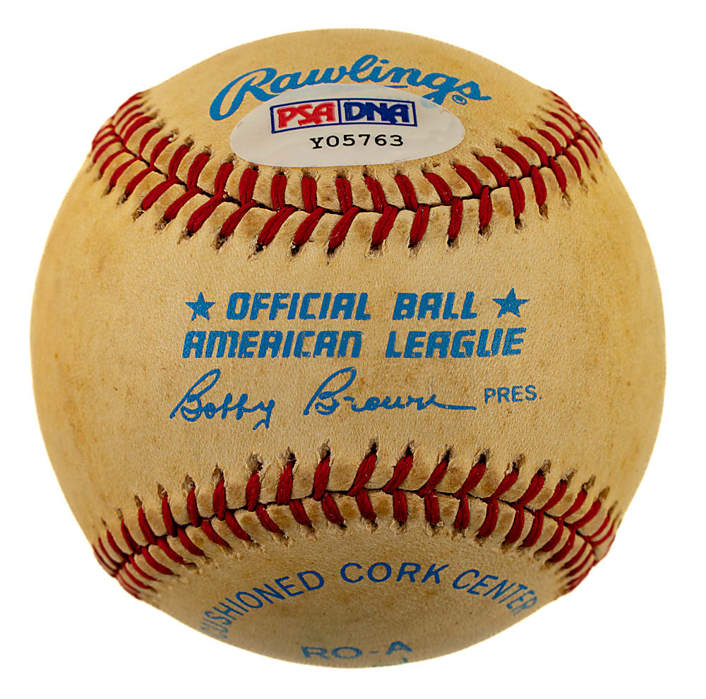 "Mickey Charles Mantle" Full-Name Single-Signed Baseball PSA/DNA NM-MT 8