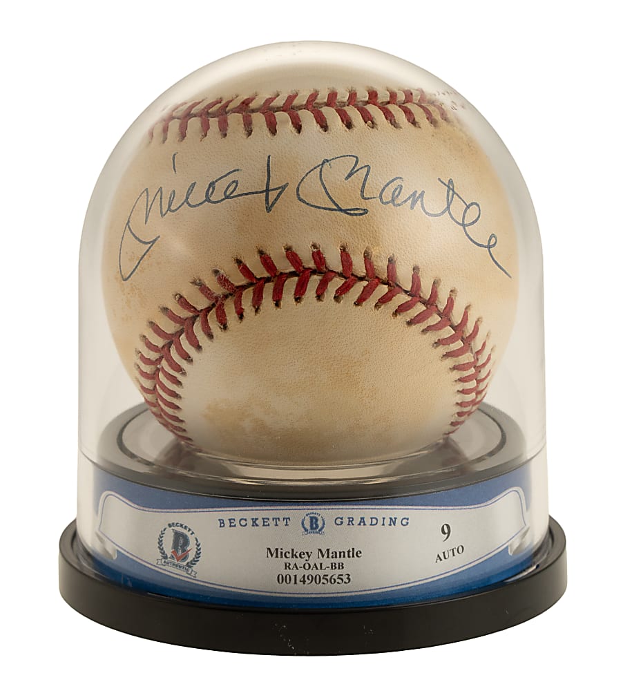 Mickey Mantle Single-Signed Baseball Beckett MINT 9