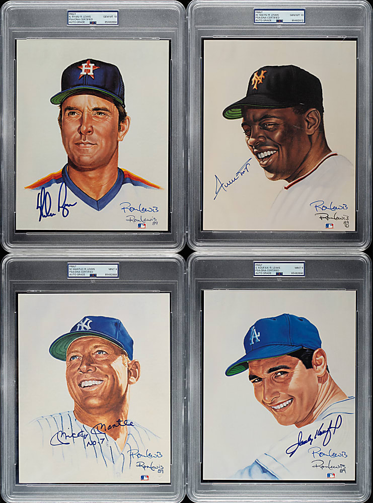 Hall of Fame and Star Signed Ron Lewis "Living Legends" Art Card Collection (20) - PSA/DNA