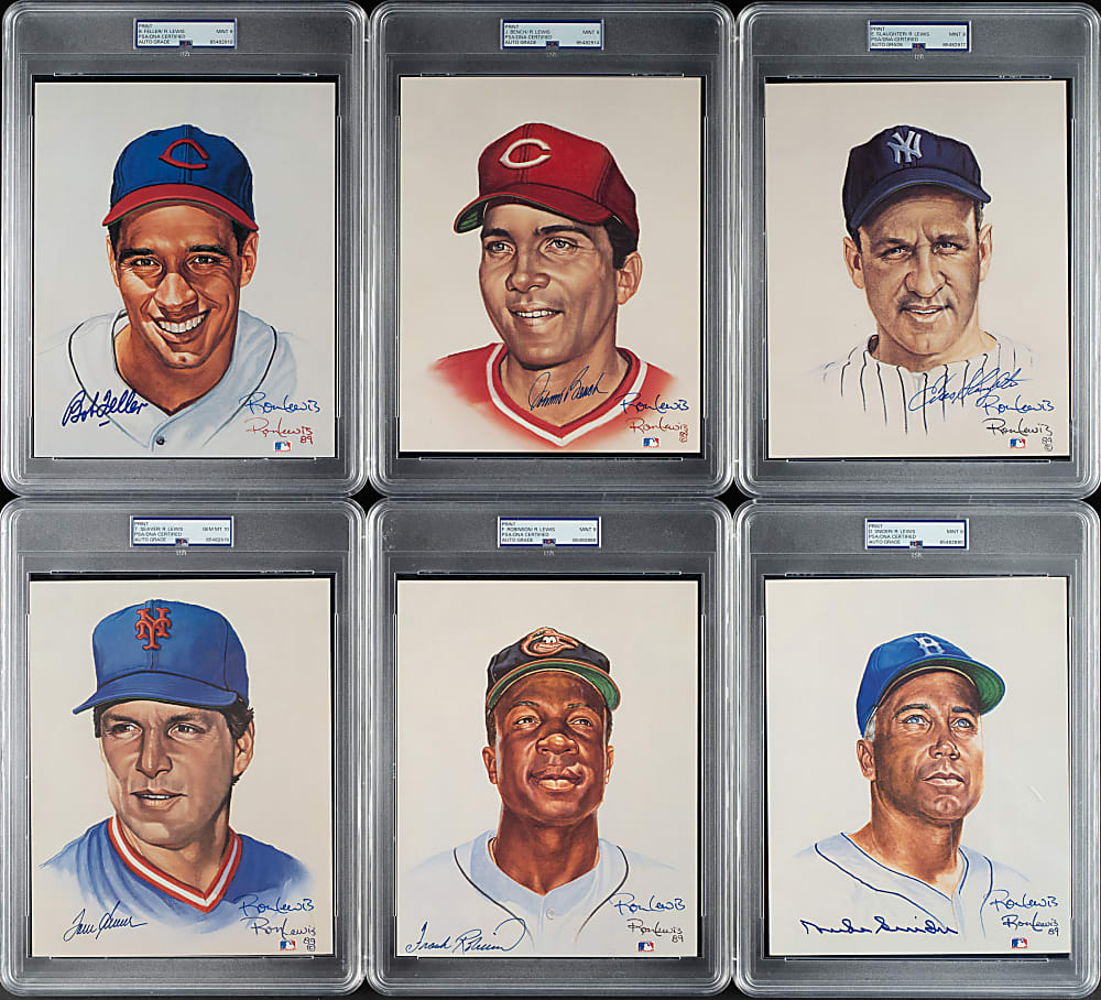 Hall of Fame and Star Signed Ron Lewis "Living Legends" Art Card Collection (20) - PSA/DNA