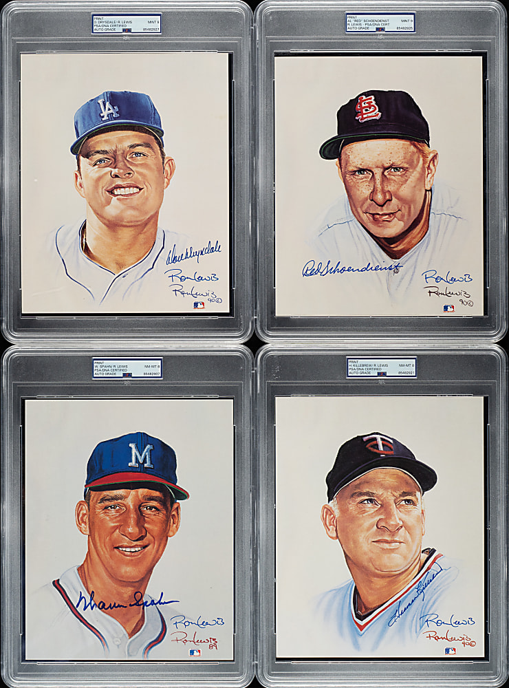 Hall of Fame and Star Signed Ron Lewis "Living Legends" Art Card Collection (20) - PSA/DNA