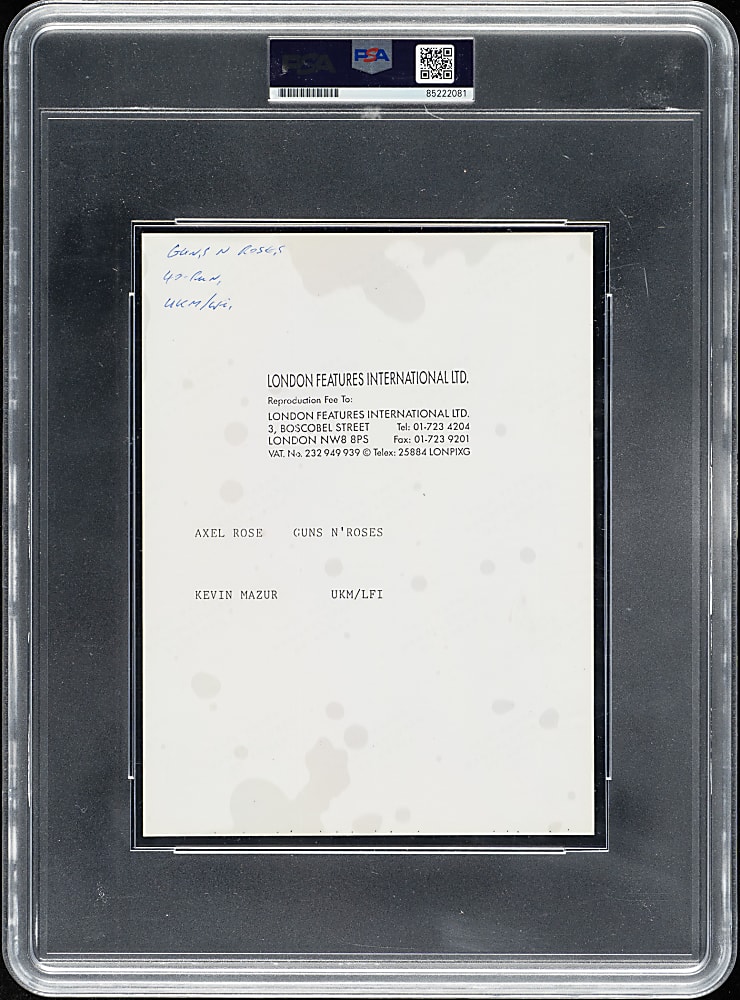 Circa 1989 Axl Rose Original London Features International Photograph - PSA/DNA Type I