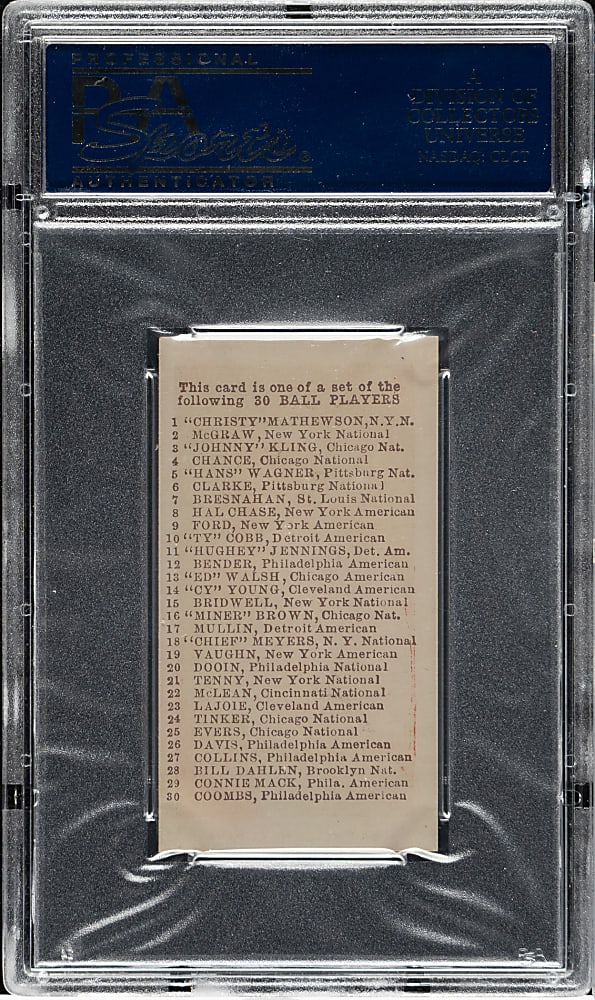 1910 E98 Anonymous "Set of 30" Al Bridwell PSA NM 7 - Red Background - Black Swamp Find