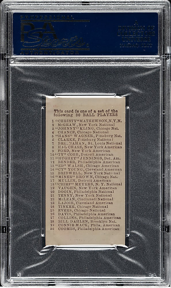 1910 E98 Anonymous "Set of 30" George Mullin PSA NM 7 - Red Background - Black Swamp Find