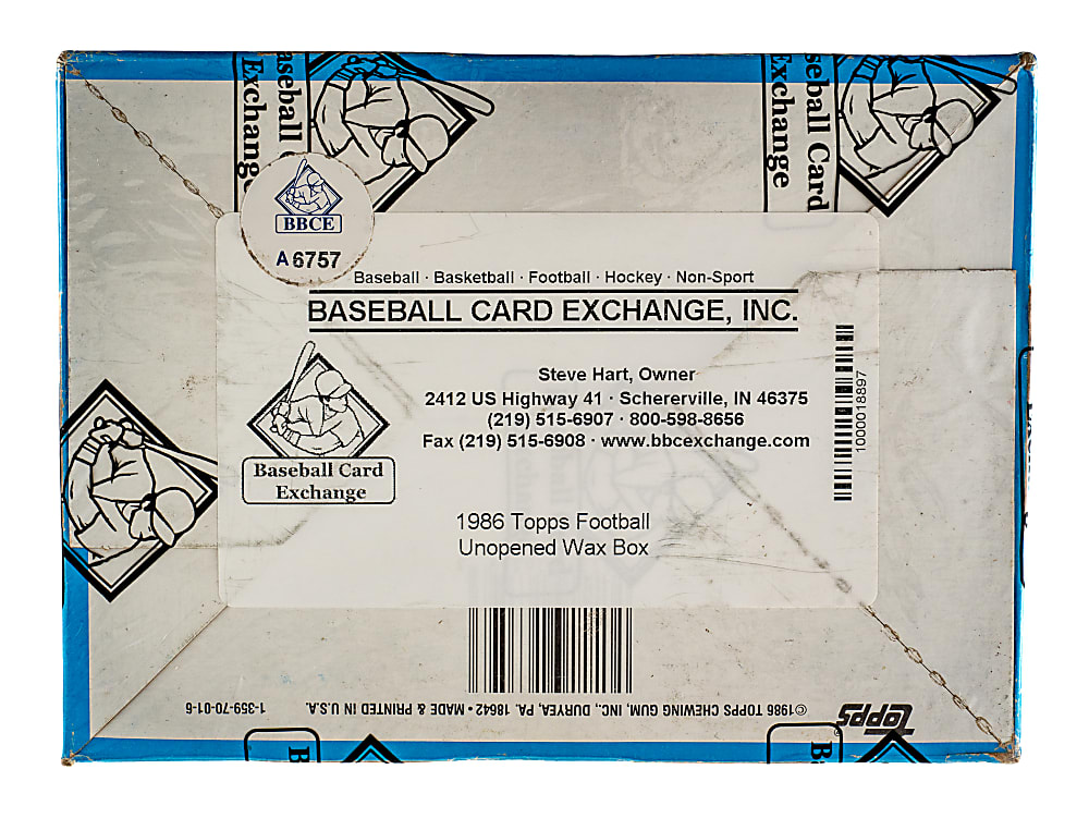 1986 Topps Football Unopened Wax Box (36 Packs) - BBCE