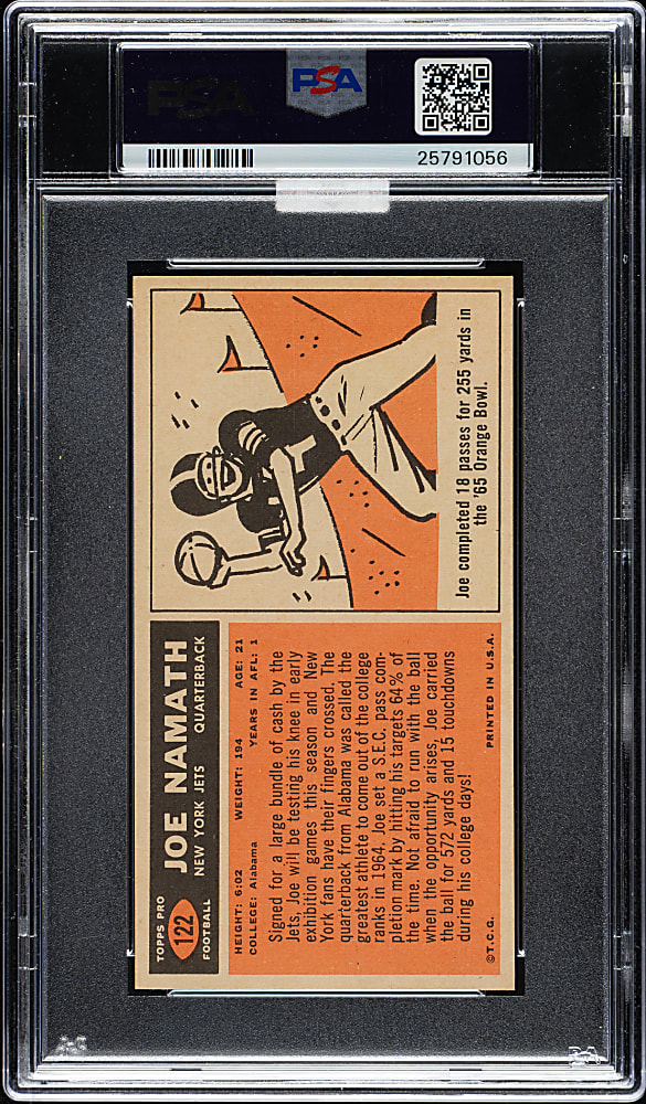 1965 Topps Football #122 Joe Namath Rookie PSA NM 7 (MBA Gold Diamond)