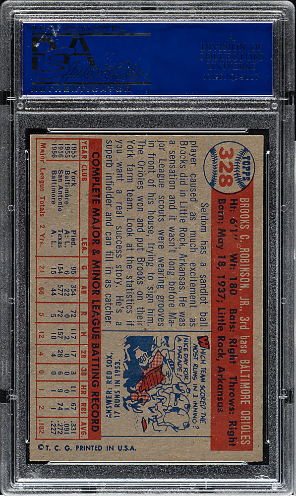 1957 Topps #328 Brooks Robinson Rookie PSA NM-MT 8