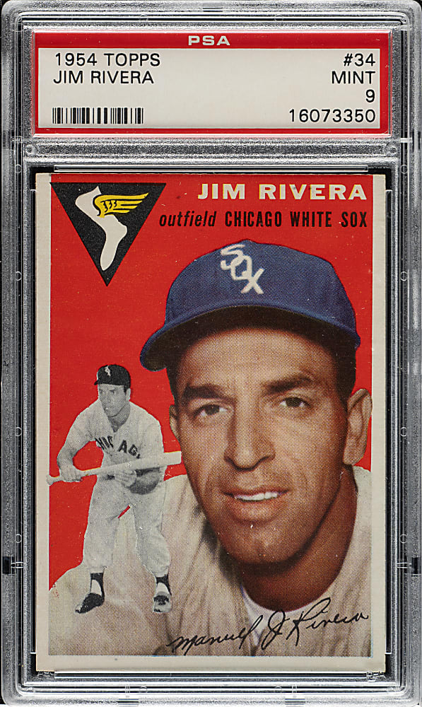 1954 Topps #34 Jim Rivera PSA MINT 9
