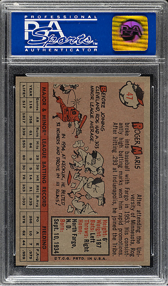 1958 Topps #47 Roger Maris Rookie PSA NM-MT 8 (OC)