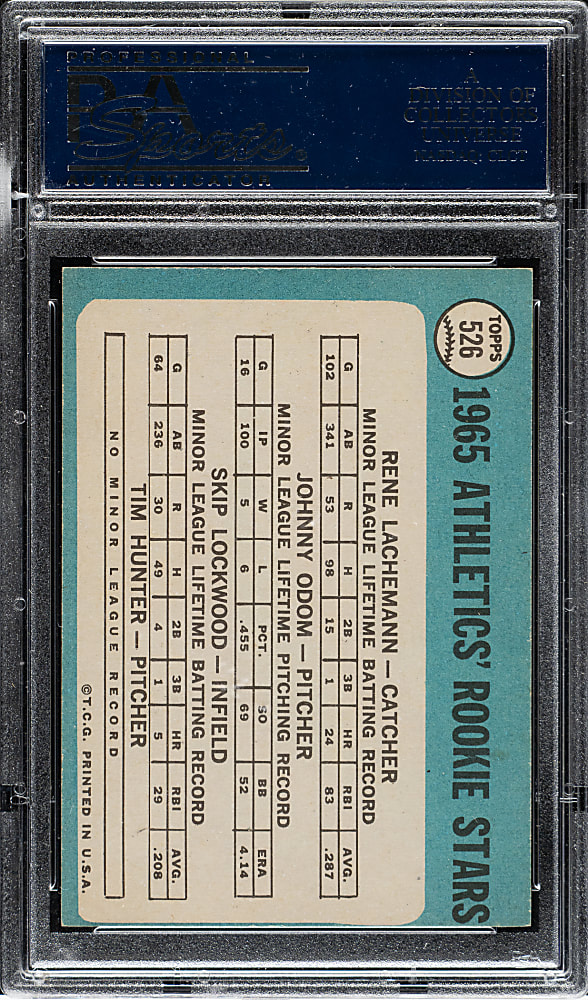 1965 Topps #526 Jim "Catfish" Hunter Rookie PSA NM-MT 8
