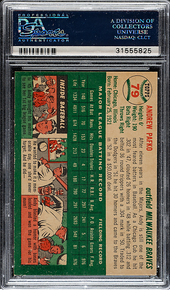 1954 Topps #79 Andy Pafko PSA MINT 9