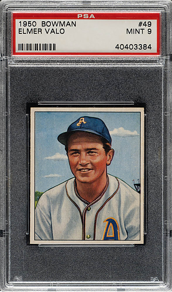 1950 Bowman #49 Elmer Valo PSA MINT 9