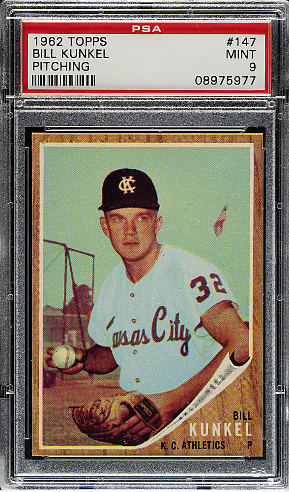 1962 Topps #147 Bill Kunkel Pitching PSA MINT 9