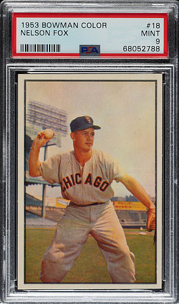1953 Bowman Color #18 Nelson Fox PSA MINT 9