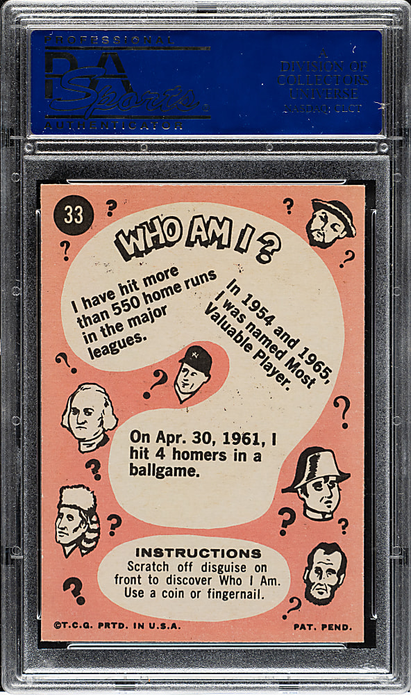1967 Topps "Who Am I?" #33 Willie Mays PSA MINT 9