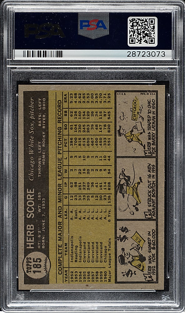 1961 Topps #185 Herb Score PSA MINT 9